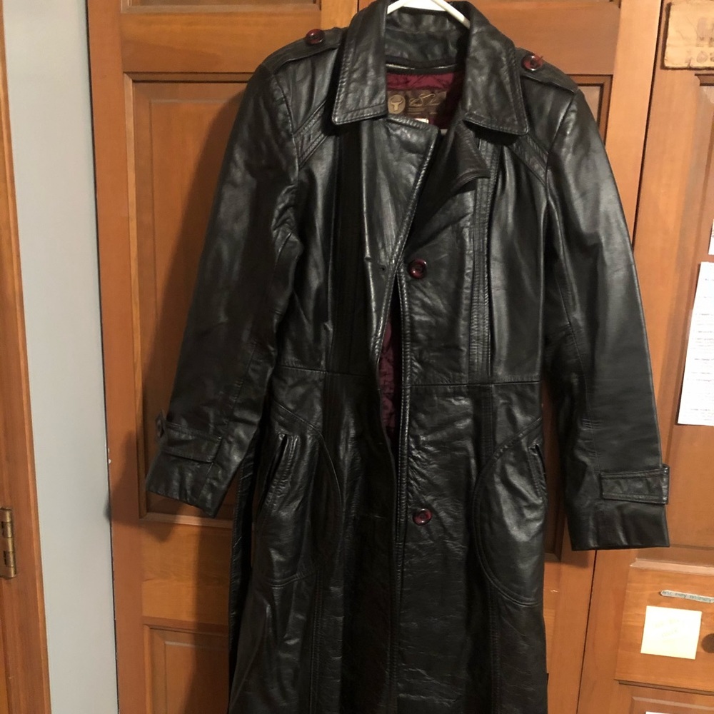 Genuine Leather Trench Coat